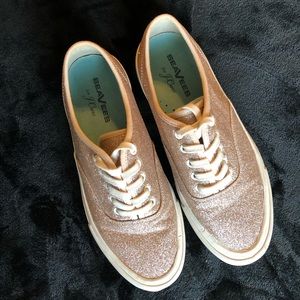 SeaVees x JCrew Rose Gold Glitter Sneakers
